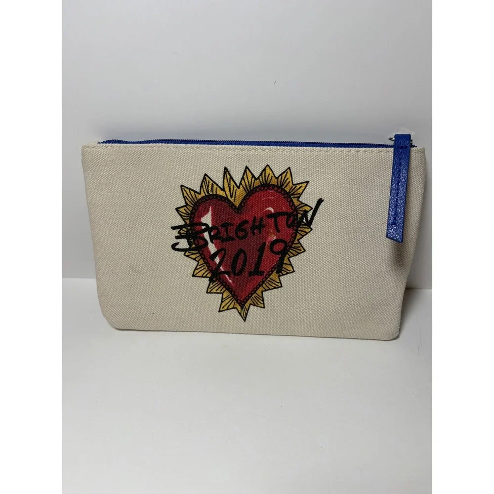 Brighton Love of Art 2019 Canvas Pouch Tattoo Swallows Sacred Heart Cream Blue